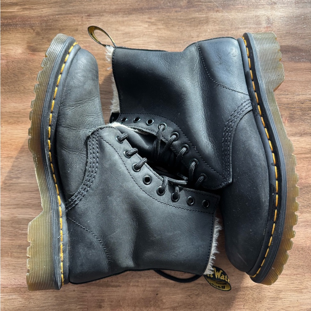 Dr. Martens Black Ankle Boots With Fur